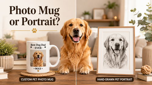 Pet Photo Mug vs Hand-Drawn Portrait: Which to Pick