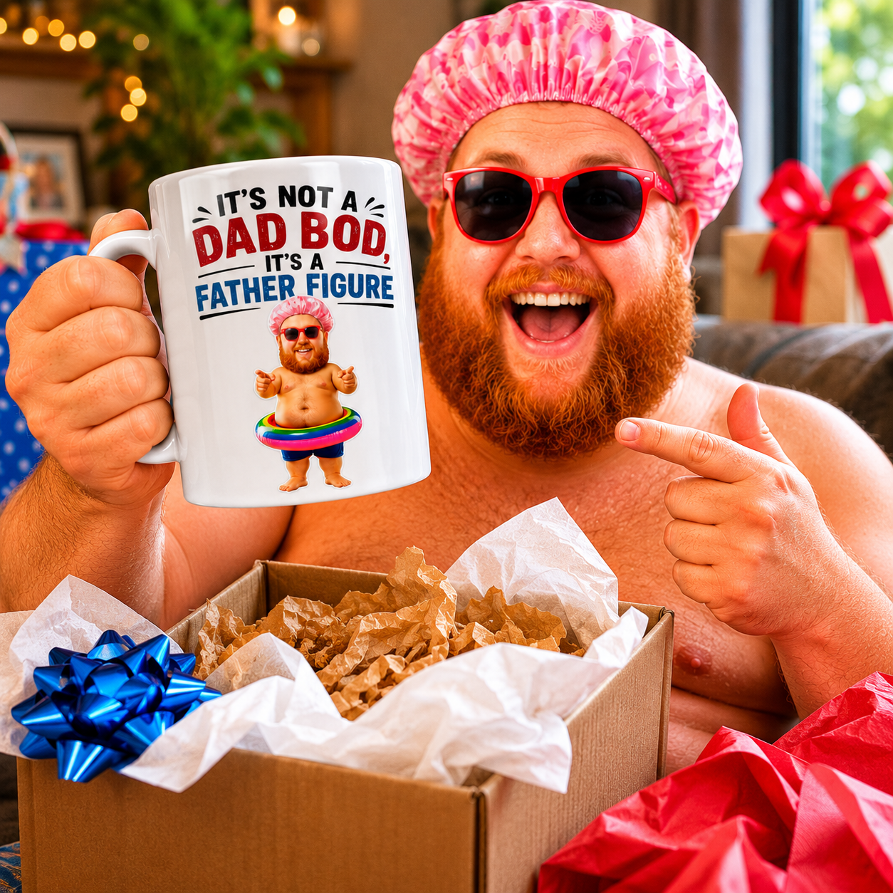 Funny Dad Bod Mug – Custom Photo "Father Figure" Gag Gift
