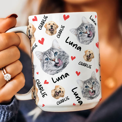 Personalized Pet Photo Mug with Name | Custom Dog & Cat Portrait Gift