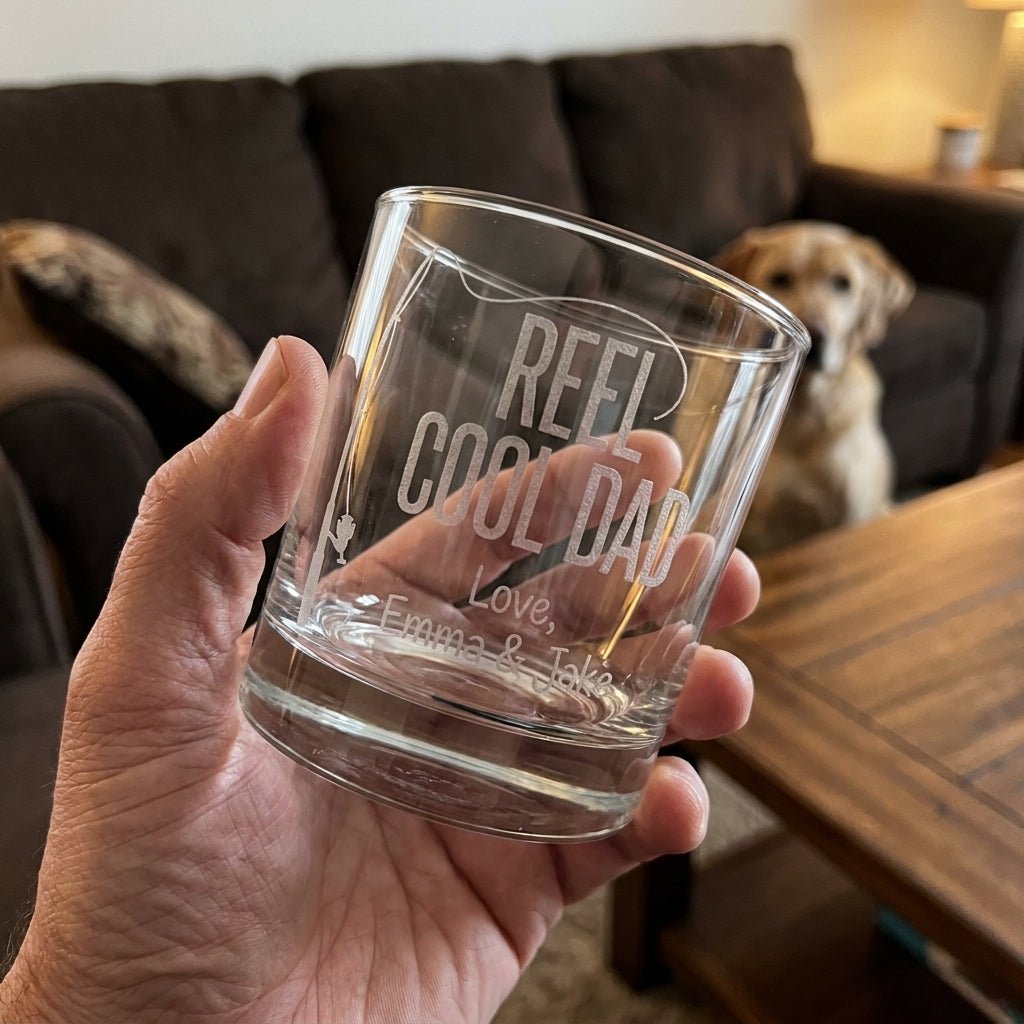 Engraved 'Reel Cool Dad' Whiskey Glass - Personalized Father's Day Gift | SipEngrave - Sipengrave