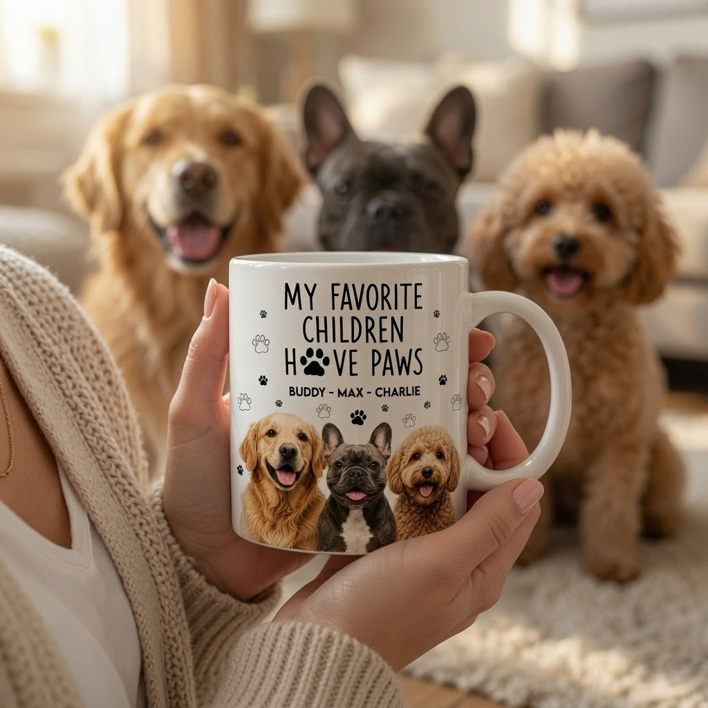Dog mom holding custom dog mug