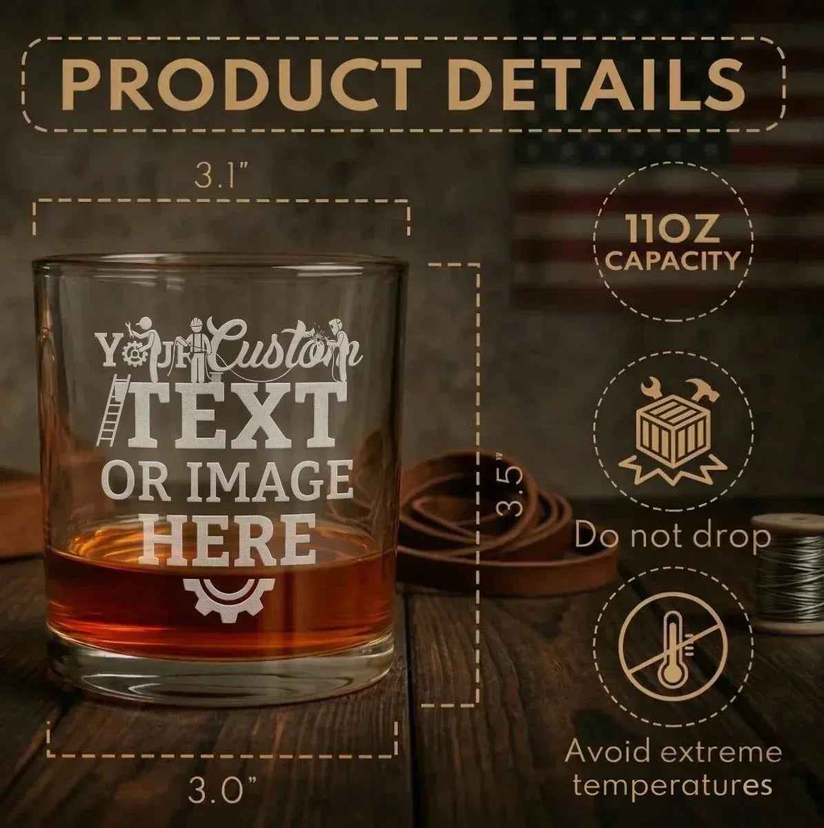 Whiskey Glass Details - Sipengrave