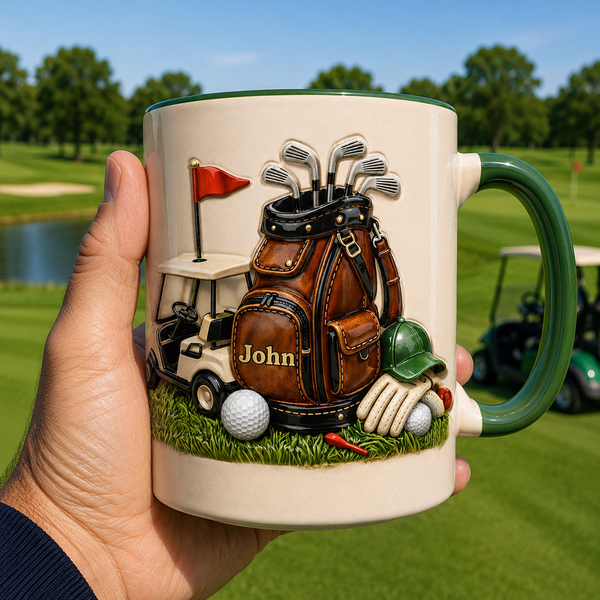 Personalized Golf Mug with Name – Custom Golf Bag Coffee Mug for Men, Golf Lover Gift - Sipengrave