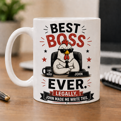 Personalized Boss Mug - "Best Boss Ever. Legally Made Me Write This." - Custom Name Funny Gift For Boss
