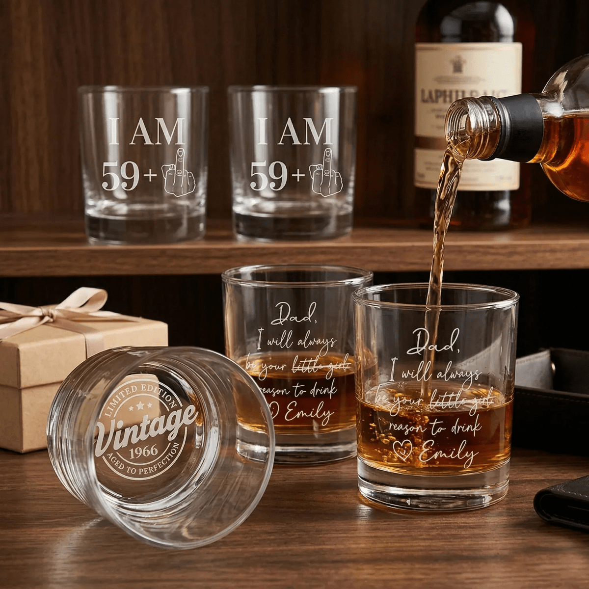 Vintage 1966 Aged to Perfection - 60th Birthday Whiskey Glass - Sipengrave
