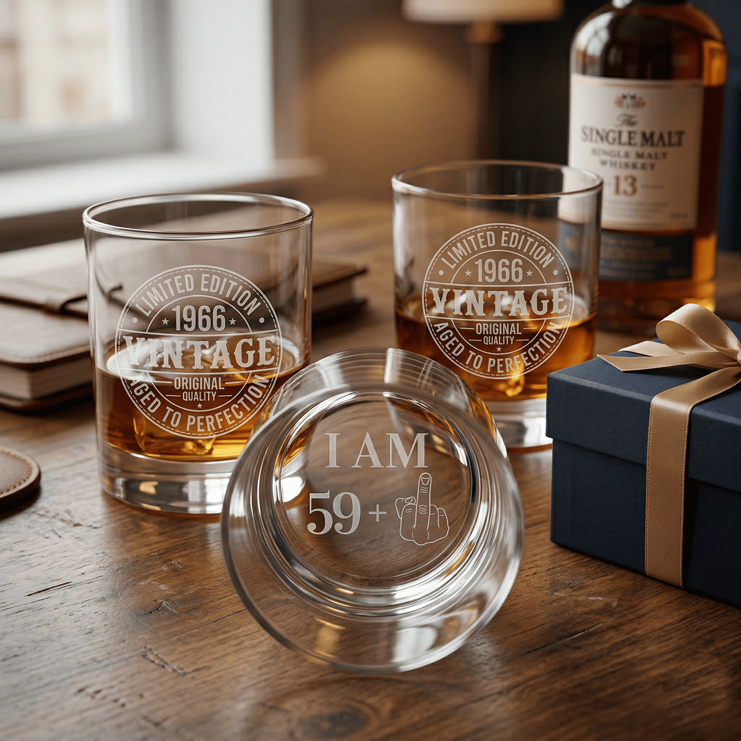 60th Birthday Gifts for Men | Premium Whiskey Glasses - Sipengrave