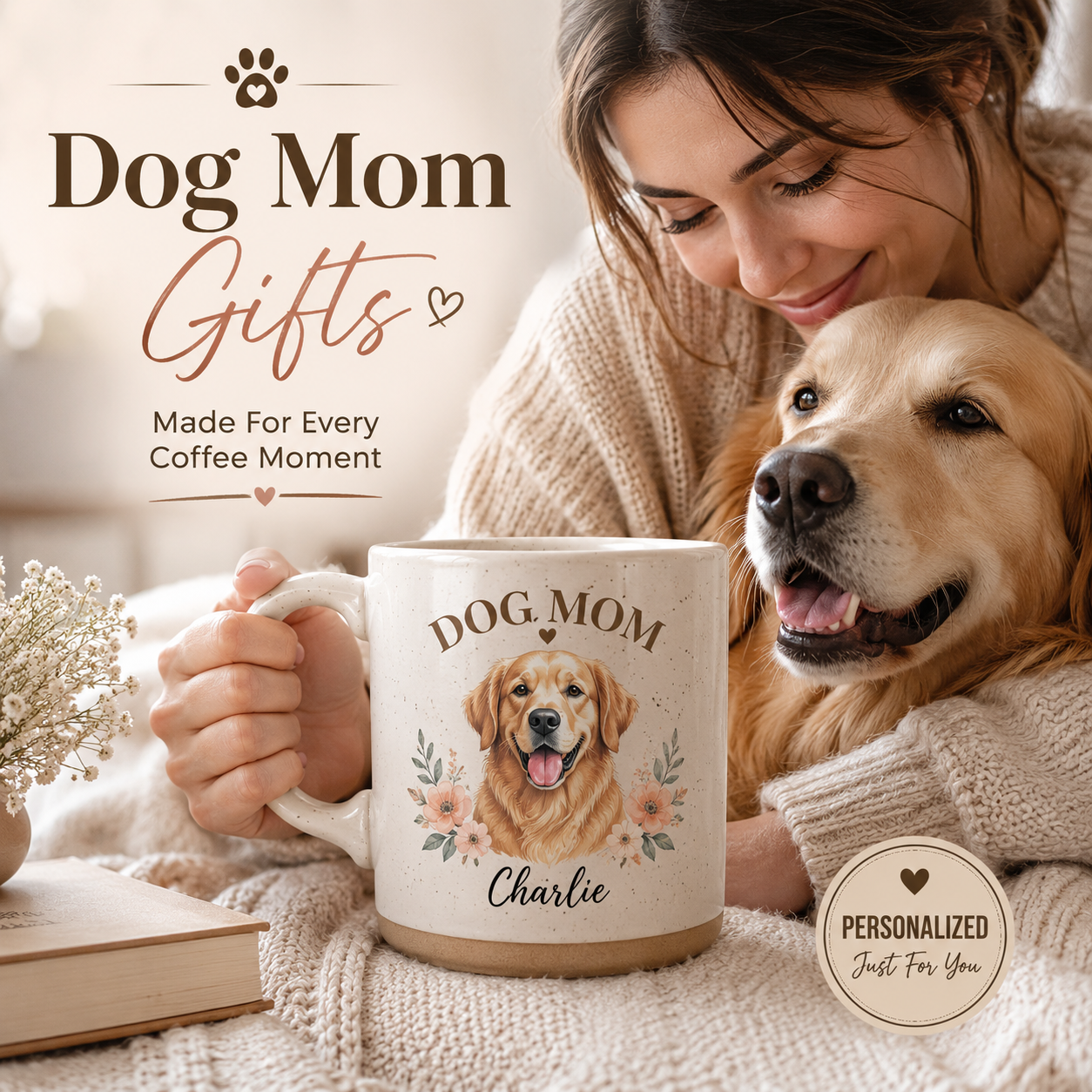 Dog mom gift mug personalized with her dog's photo and name – SipEngrave