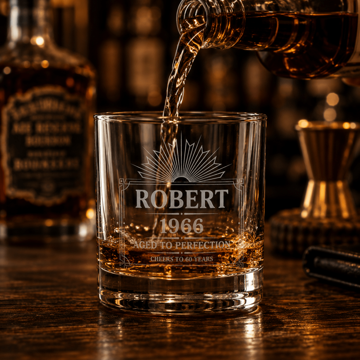 60th Birthday Gift For Men – Custom "Aged to Perfection" Whiskey Glass - Sipengrave