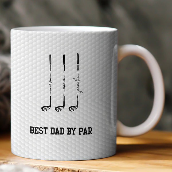 Personalized Golf Coffee Mug - Best Dad By Par, Best Grandpa By Par