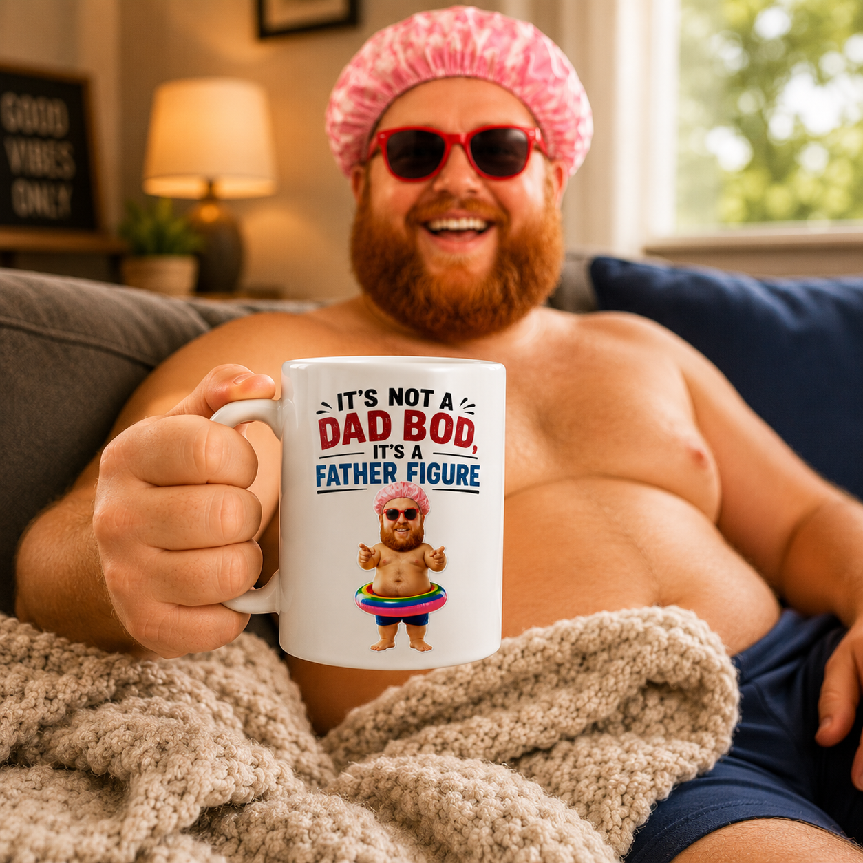 Funny Dad Bod Mug – Custom Photo "Father Figure" Gag Gift