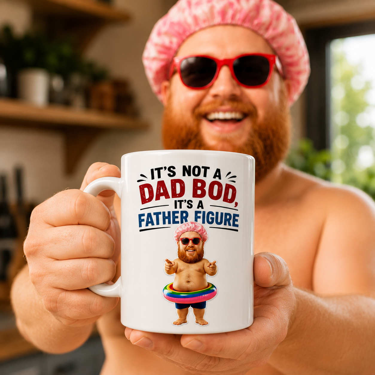 Funny Dad Bod Mug – Custom Photo "Father Figure" Gag Gift