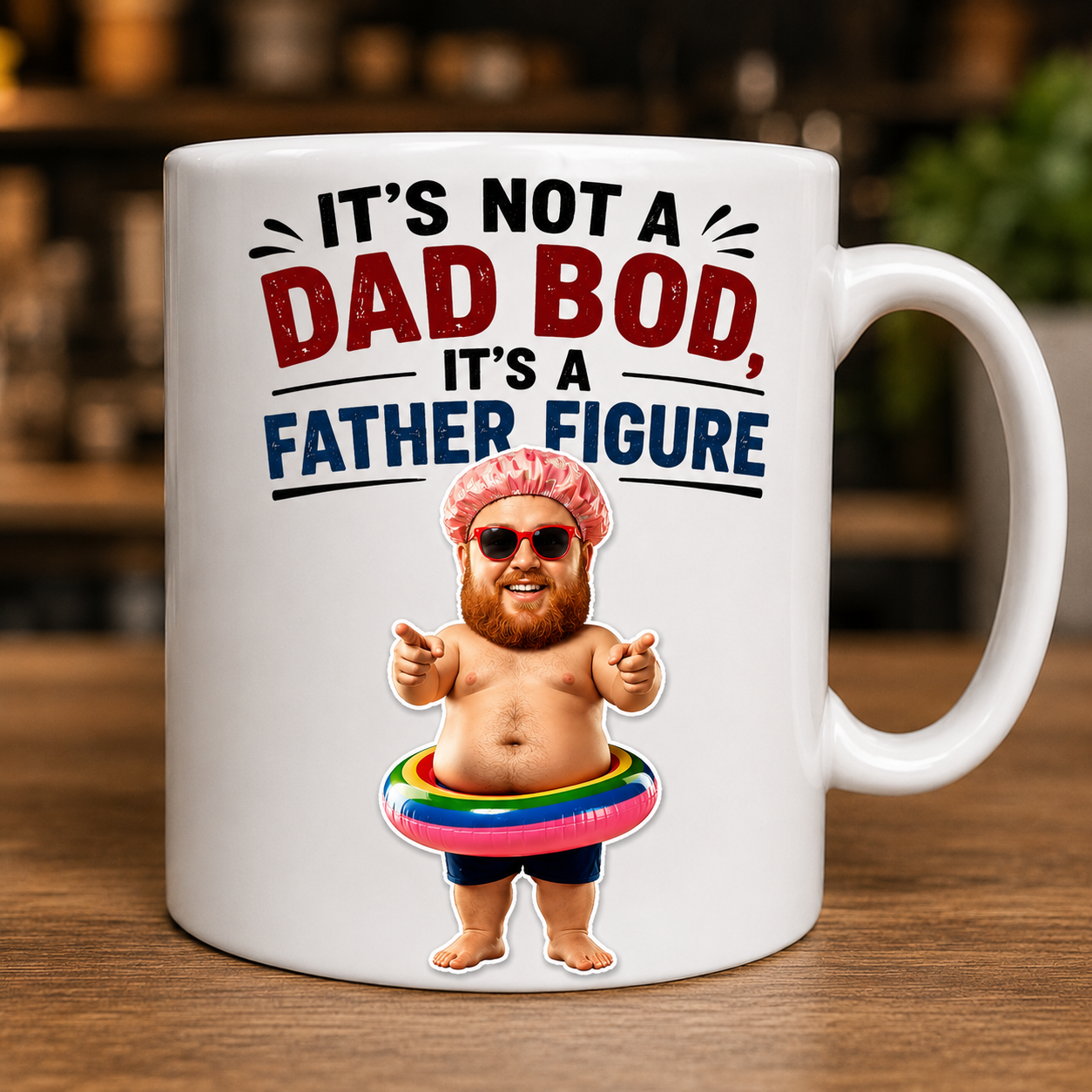 Funny Dad Bod Mug – Custom Photo "Father Figure" Gag Gift