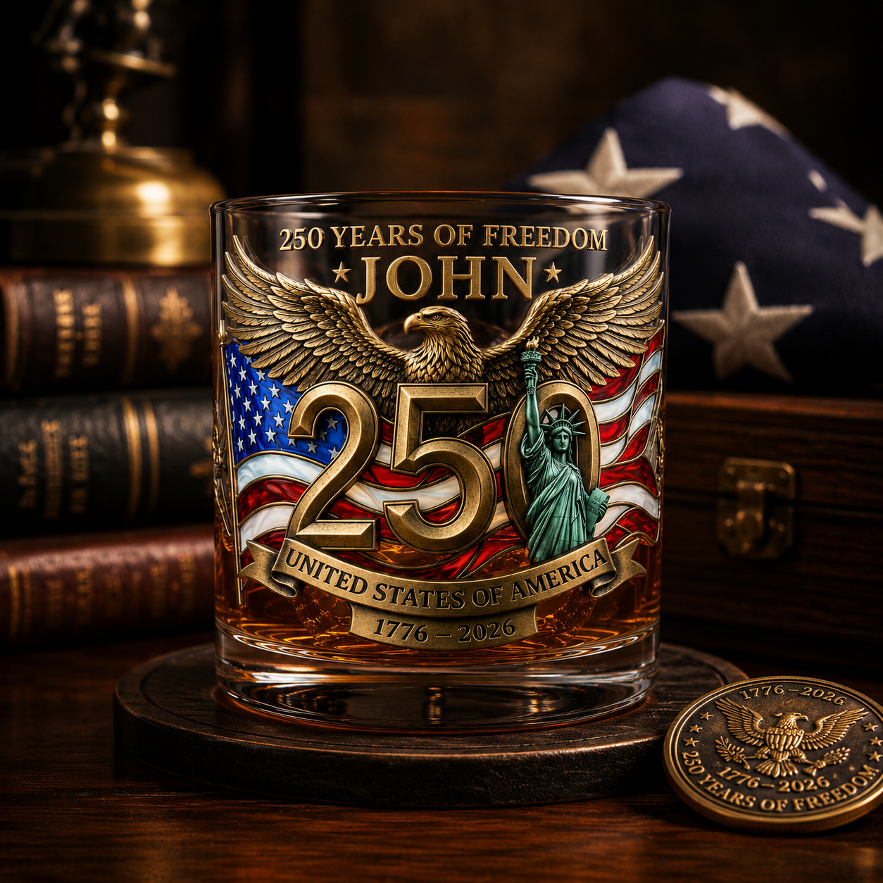 Personalized 250th Anniversary Whiskey Glass