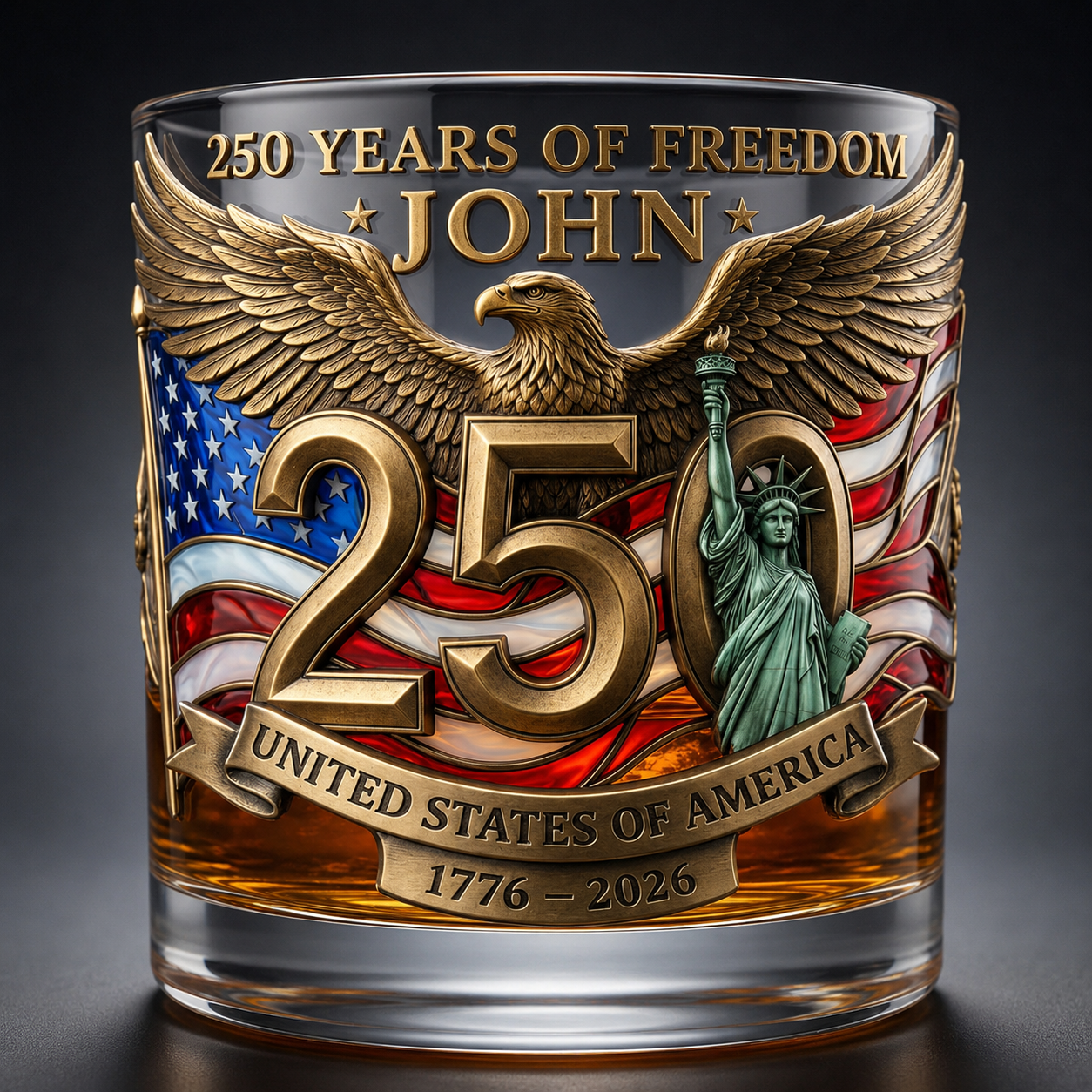 Personalized 250th Anniversary Whiskey Glass