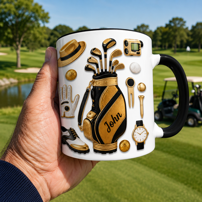 Personalized Golf Mug with Name – Custom Golfer Coffee Mug for Men, Golf Lover Gift