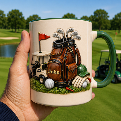 Personalized Golf Mug with Name – Custom Golf Bag Coffee Mug for Men, Golf Lover Gift