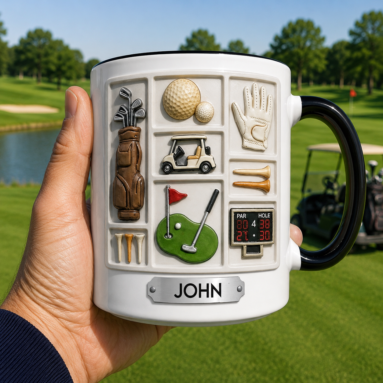 Personalized Golf Mug with Name – Custom Golf Cart Coffee Mug for Men, Golfer Gift