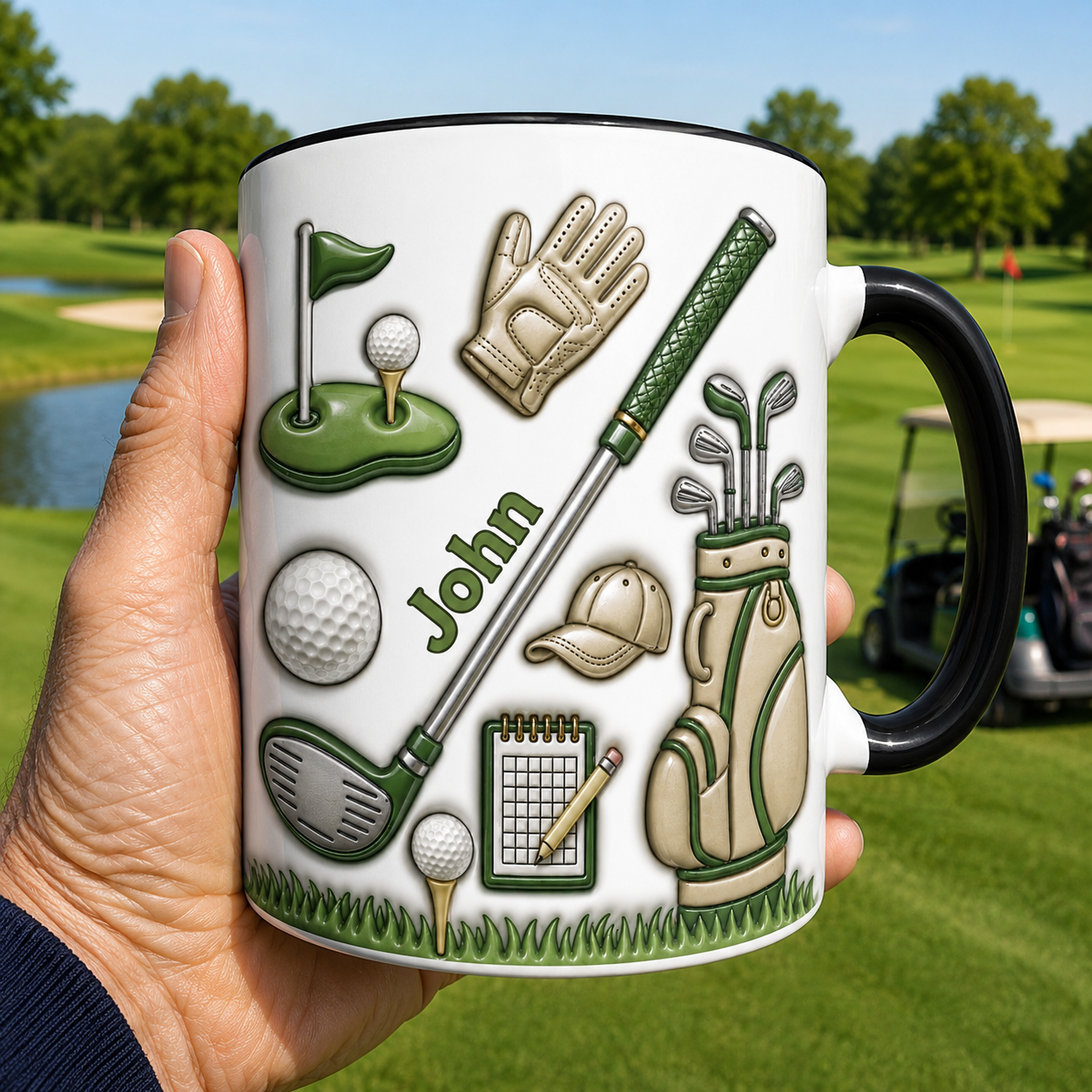 Personalized Golf Mug with Name – Custom Golf Coffee Mug for Men, Golfer Gift