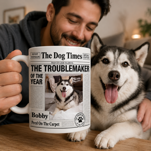The Dog Times Mug | Personalized Dog Photo Newspaper Gift