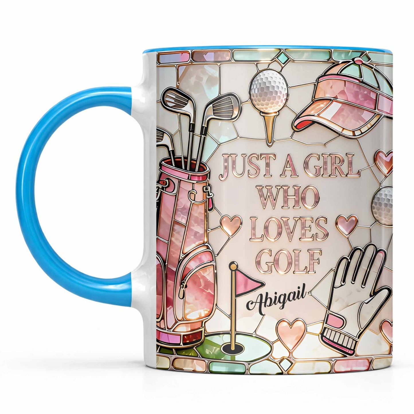 Just A Girl Who Loves Golf With Iconic Golf Accessories - Personalized Custom Accent Mug - GOLF010_AMUG