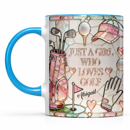 Just A Girl Who Loves Golf With Iconic Golf Accessories - Personalized Custom Accent Mug - GOLF010_AMUG