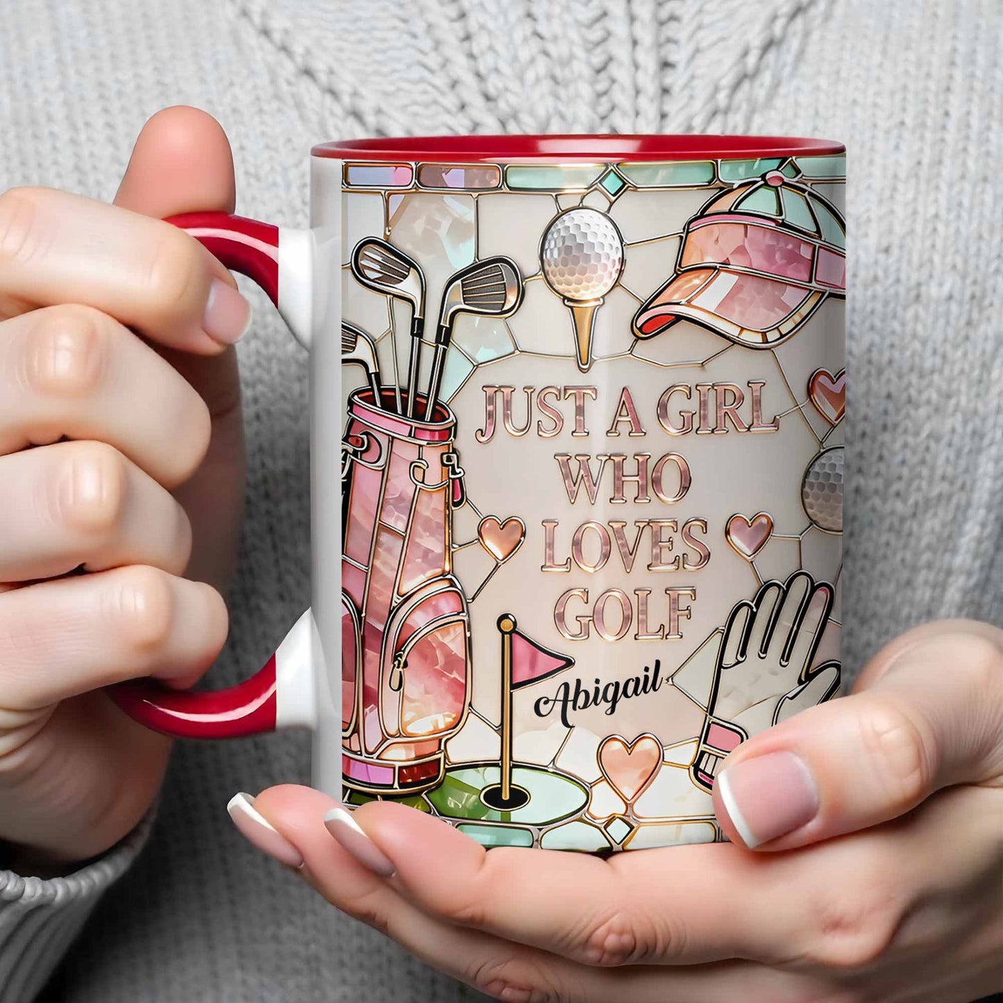 Just A Girl Who Loves Golf With Iconic Golf Accessories - Personalized Custom Accent Mug - GOLF010_AMUG
