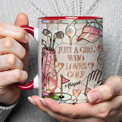 Just A Girl Who Loves Golf With Iconic Golf Accessories - Personalized Custom Accent Mug - GOLF010_AMUG