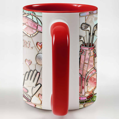 Just A Girl Who Loves Golf With Iconic Golf Accessories - Personalized Custom Accent Mug - GOLF010_AMUG