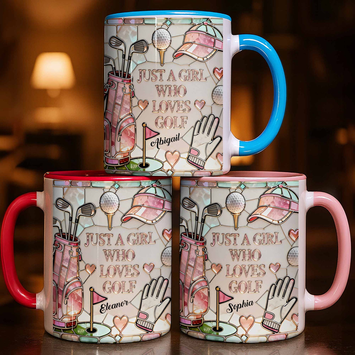 Just A Girl Who Loves Golf With Iconic Golf Accessories - Personalized Custom Accent Mug - GOLF010_AMUG