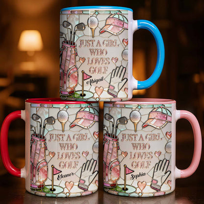 Just A Girl Who Loves Golf With Iconic Golf Accessories - Personalized Custom Accent Mug - GOLF010_AMUG