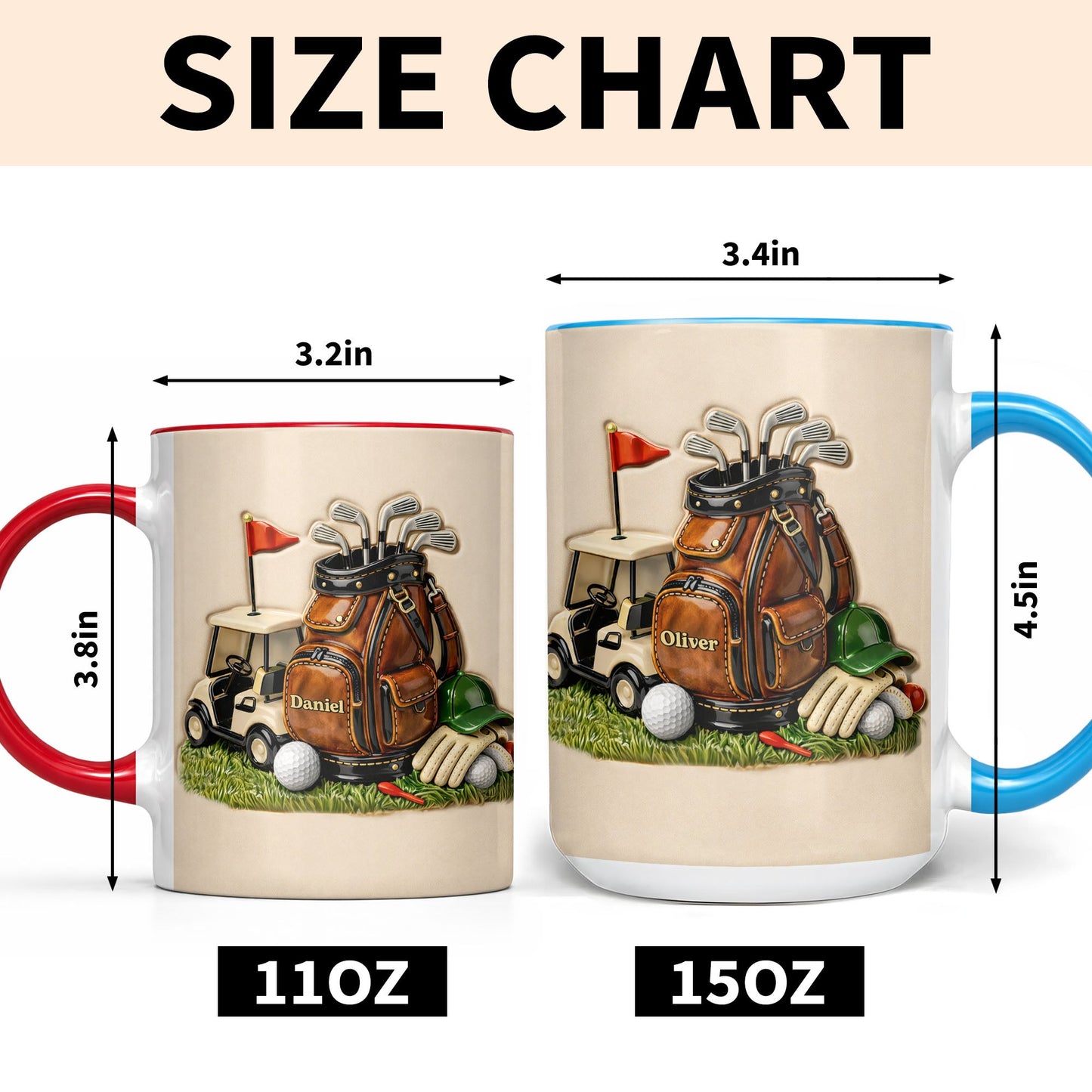 My Golf Essentials - Personalized Custom Accent Mug - GOLF011_AMUG