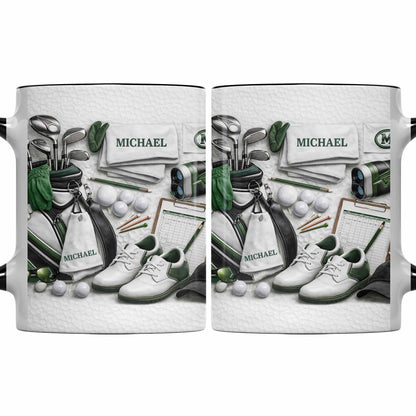Customizable Golf Enthusiast Design With Clubs And Balls - Personalized Custom Accent Mug - GOLF012_AMUG
