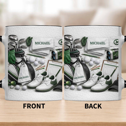 Customizable Golf Enthusiast Design With Clubs And Balls - Personalized Custom Accent Mug - GOLF012_AMUG
