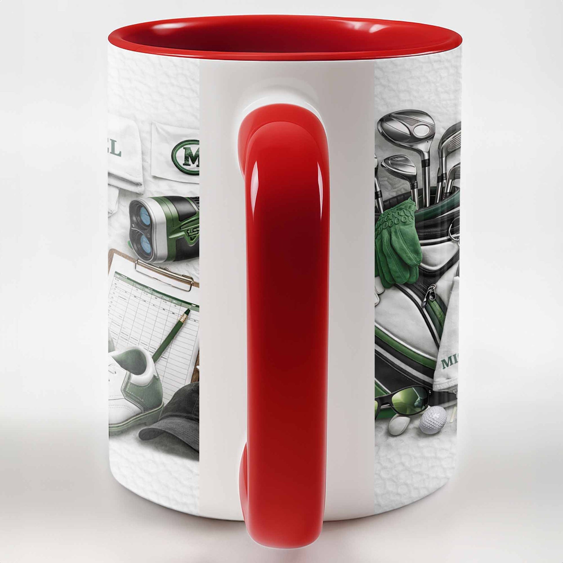 Customizable Golf Enthusiast Design With Clubs And Balls - Personalized Custom Accent Mug - GOLF012_AMUG