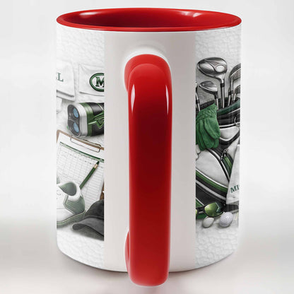 Customizable Golf Enthusiast Design With Clubs And Balls - Personalized Custom Accent Mug - GOLF012_AMUG