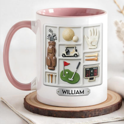 Life Is A Game Golf Is A Serious Sport With Golf Bag And Balls - Personalized Custom Accent Mug - GOLF013_AMUG