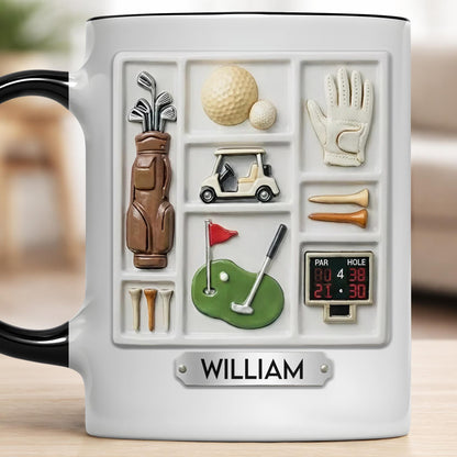 Life Is A Game Golf Is A Serious Sport With Golf Bag And Balls - Personalized Custom Accent Mug - GOLF013_AMUG