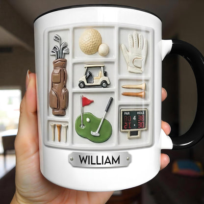 Life Is A Game Golf Is A Serious Sport With Golf Bag And Balls - Personalized Custom Accent Mug - GOLF013_AMUG