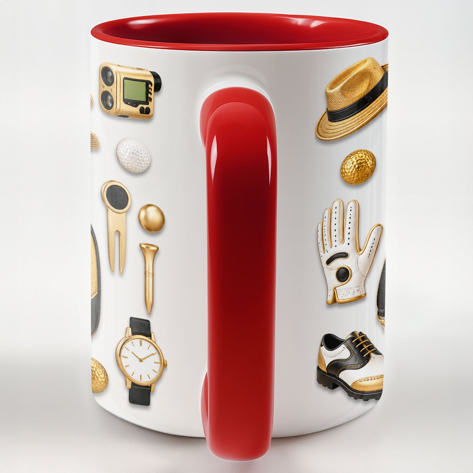 Golf Lovers Professional Bag And Gold Equipment 3D Effect - Personalized Custom Accent Mug - GOLF032_AMUG