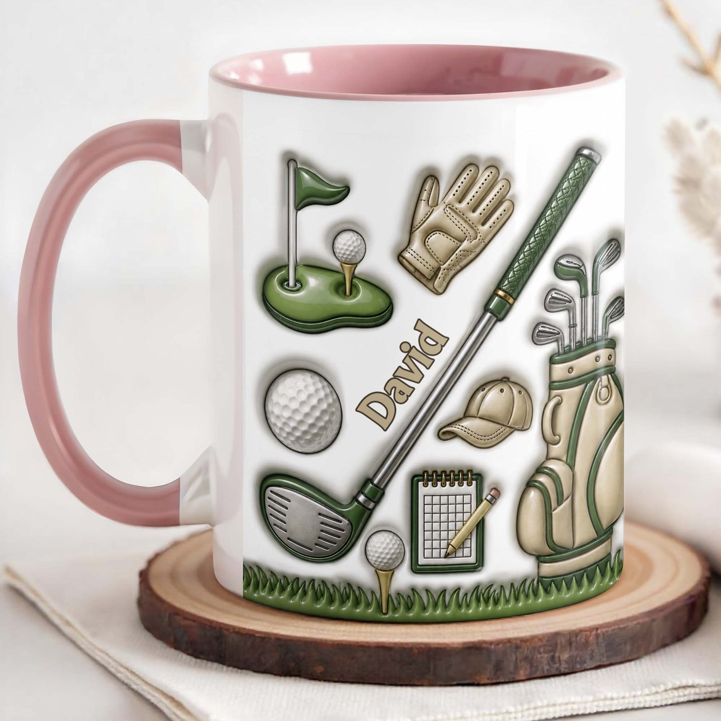 Golf Lover's Dream With Professional Clubs And 3D Effect Design - Personalized Custom Accent Mug - GOLF033_AMUG