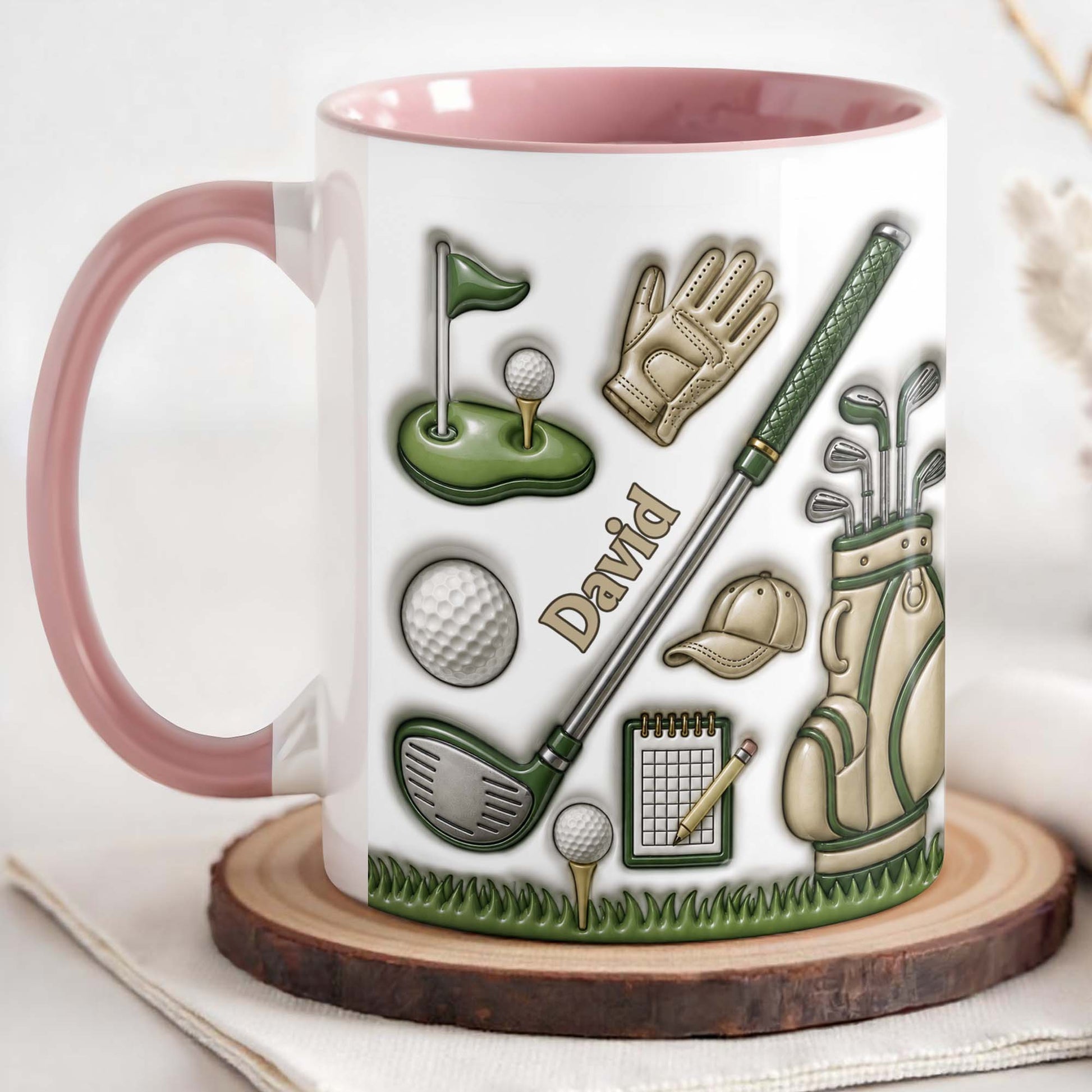 Golf Lover's Dream With Professional Clubs And 3D Effect Design - Personalized Custom Accent Mug - GOLF033_AMUG
