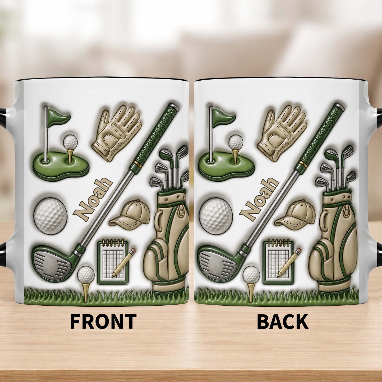Golf Lover's Dream With Professional Clubs And 3D Effect Design - Personalized Custom Accent Mug - GOLF033_AMUG