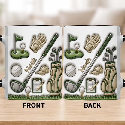 Golf Lover's Dream With Professional Clubs And 3D Effect Design - Personalized Custom Accent Mug - GOLF033_AMUG