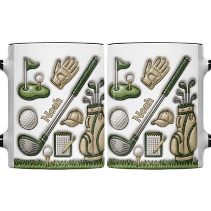 Golf Lover's Dream With Professional Clubs And 3D Effect Design - Personalized Custom Accent Mug - GOLF033_AMUG