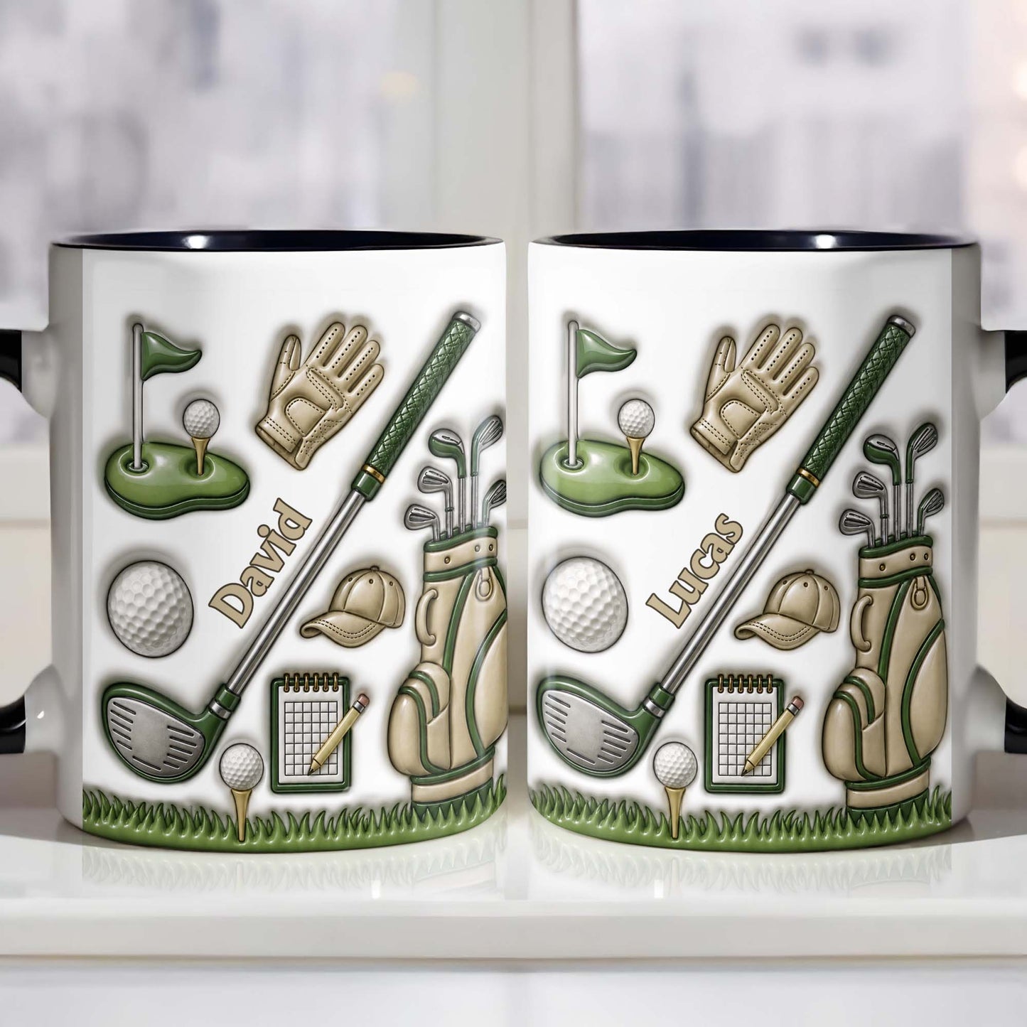 Golf Lover's Dream With Professional Clubs And 3D Effect Design - Personalized Custom Accent Mug - GOLF033_AMUG