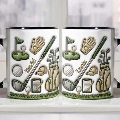 Golf Lover's Dream With Professional Clubs And 3D Effect Design - Personalized Custom Accent Mug - GOLF033_AMUG