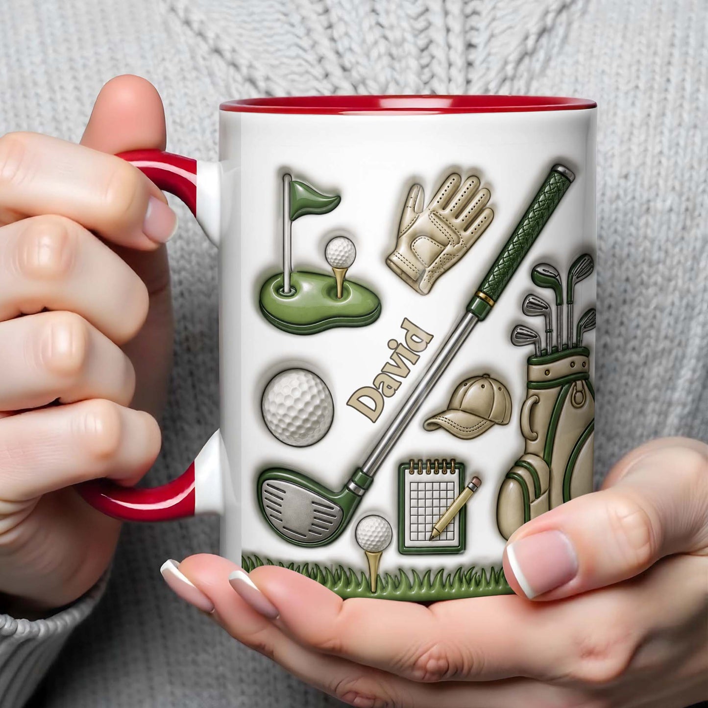 Golf Lover's Dream With Professional Clubs And 3D Effect Design - Personalized Custom Accent Mug - GOLF033_AMUG