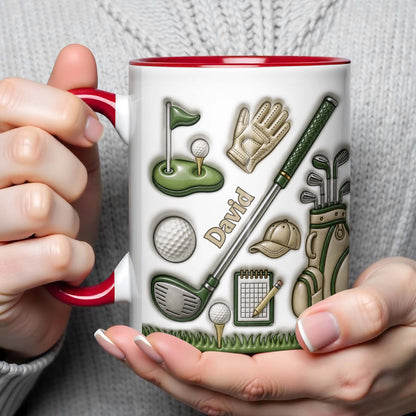 Golf Lover's Dream With Professional Clubs And 3D Effect Design - Personalized Custom Accent Mug - GOLF033_AMUG