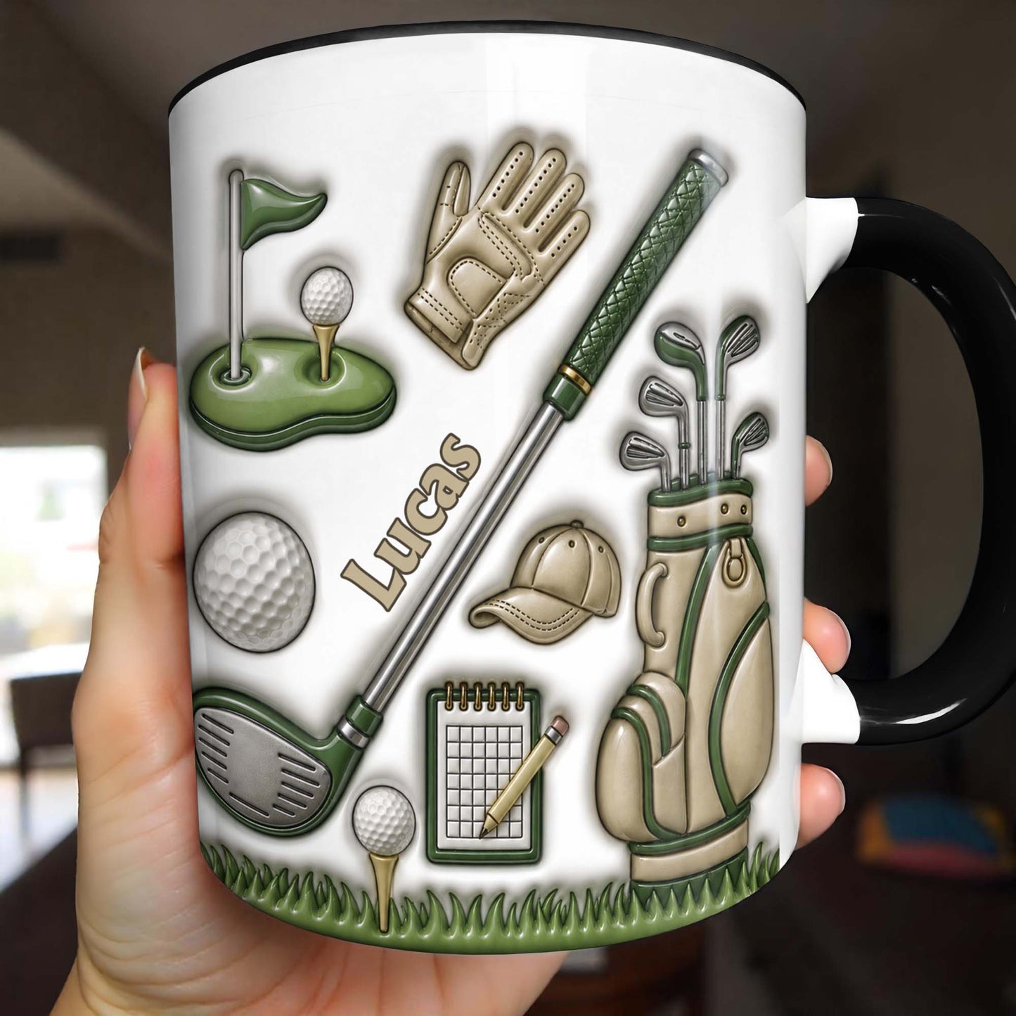 Golf Lover's Dream With Professional Clubs And 3D Effect Design - Personalized Custom Accent Mug - GOLF033_AMUG