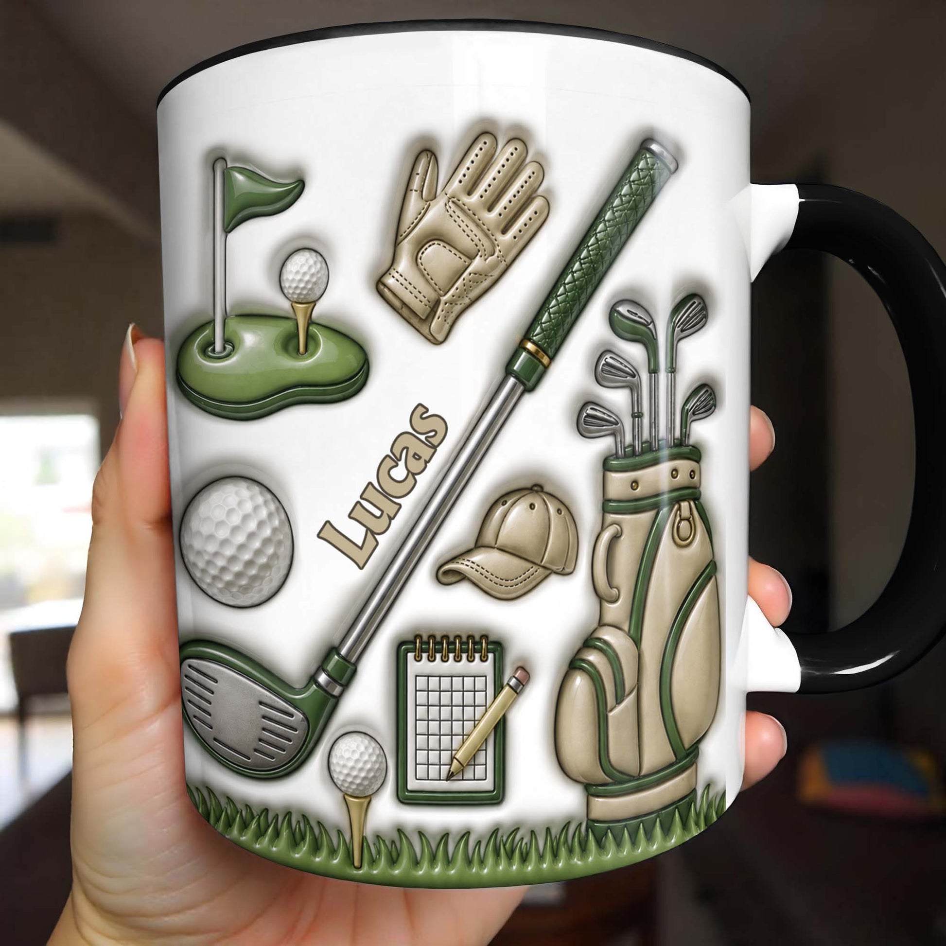 Golf Lover's Dream With Professional Clubs And 3D Effect Design - Personalized Custom Accent Mug - GOLF033_AMUG